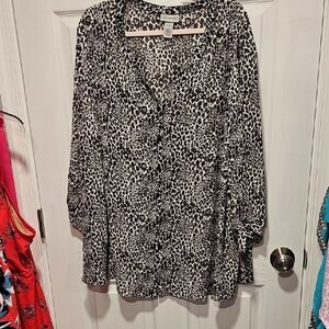 Catherines Monochrome Animal Print Blouse
